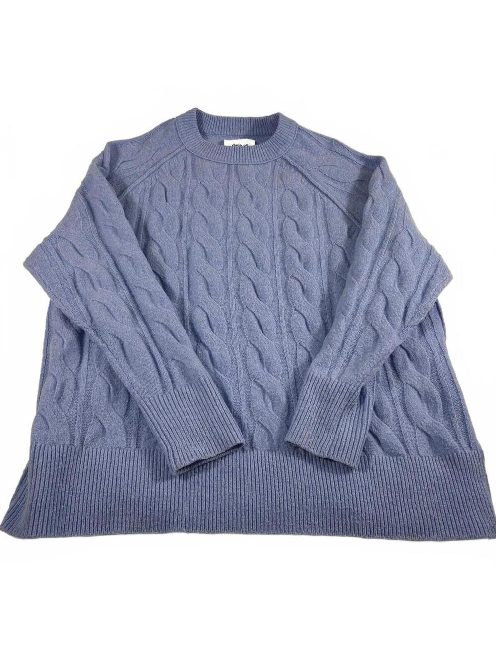 Aerie unREAL Cable Crew Neck Soft Pullover Light Blue Sweater Size S